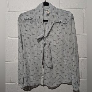 Disney x LC Minnie Mouse Tie Front Secretary Blouse